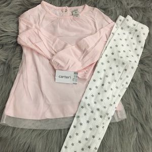 New NWT Girls 4 Carters Leggings Top Set Pink